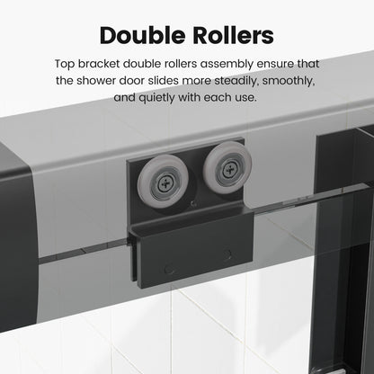 56"-60"W*70" H  Semi-Frameless Double Sliding Shower Door, Bypass Shower Door, 1/4" (6mm) Thick SGCC Tempered Glass Door,  Matte Black