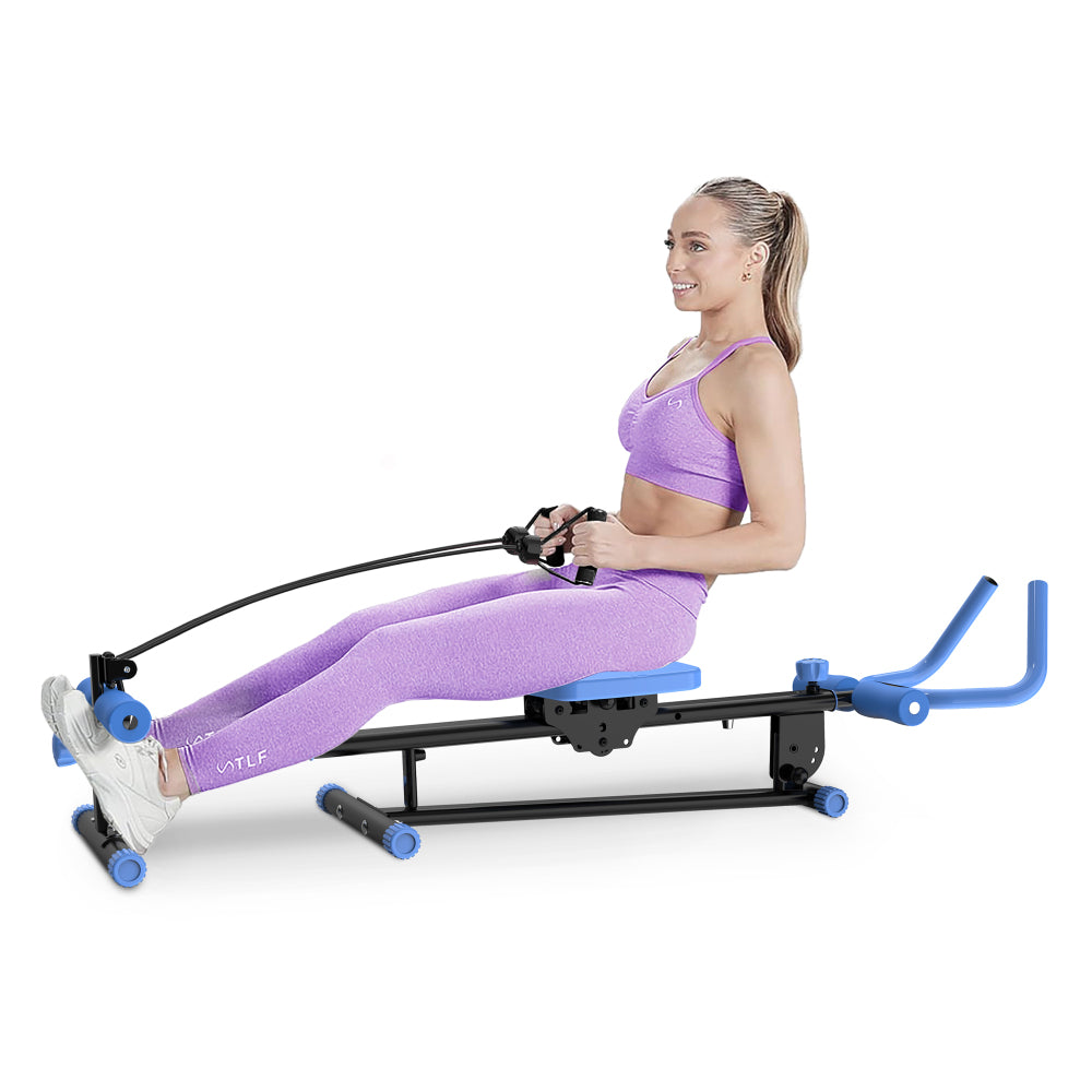 4-in-1 Ab Workout Exercise Equipment Rowing Machine Leg Press Machine Ab Glider Machine Roman Chair Fitness Equipment for Ab Workout Core Strength Training