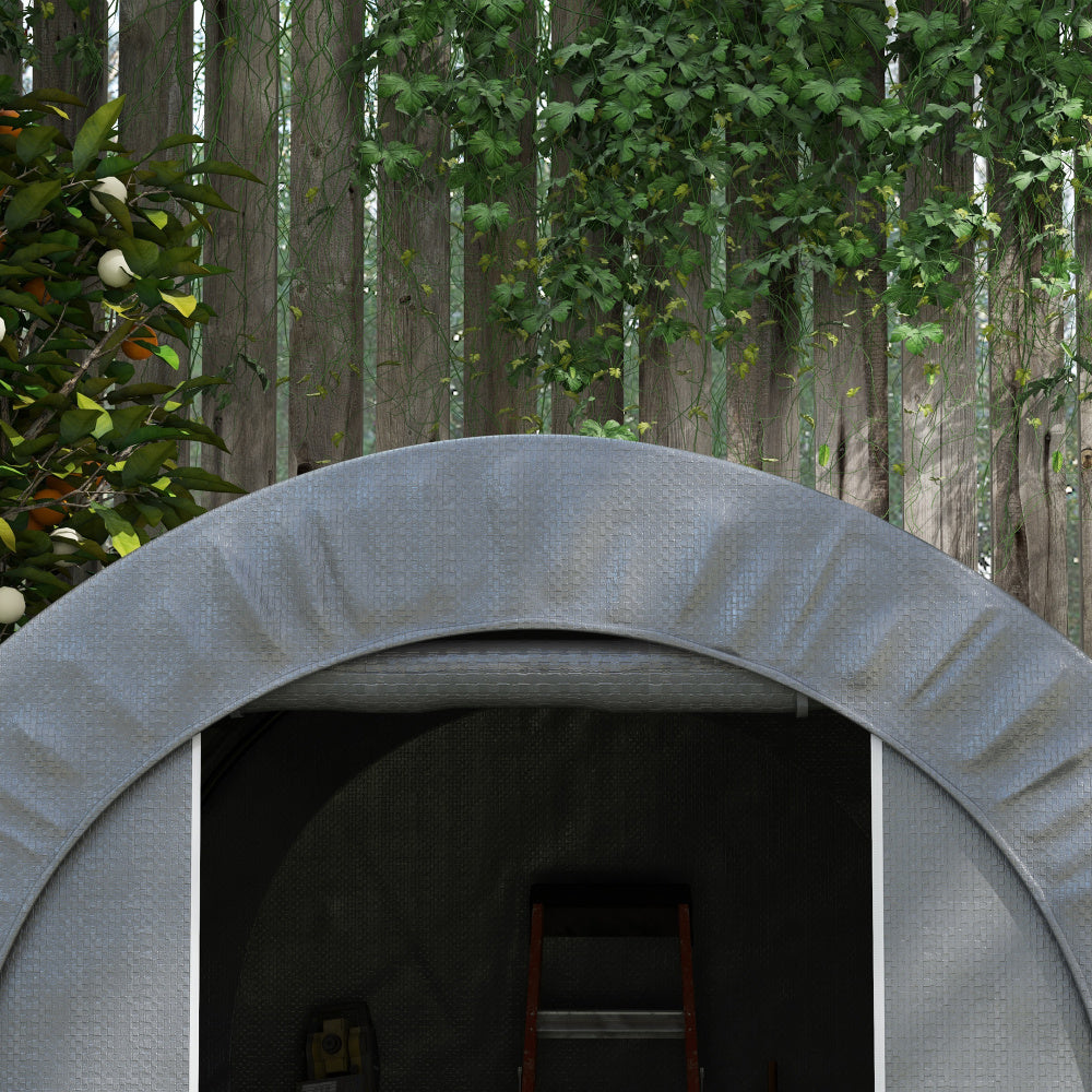 Outsunny 6' x 8' Garden Storage Tent, Heavy Duty Outdoor Shed, Waterproof Portable Shed Storage Shelter with Galvanized Metal Frame for Bike, Motorcycle, Garden Tools, Gray