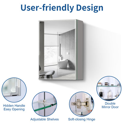 20x26 inches Medicine cabinet with mirror Surface Mount or Recess aluminium Bathroom Livingroom
