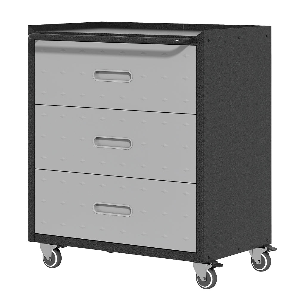 71" Metal Garage Storage Cabinet with Wheels - Heavy-Duty Tool Storage Cabinet for Home, Office, School, and Garage Organization, Black/Gray