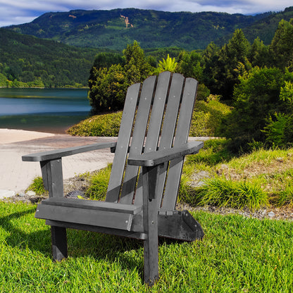 HIPS Folding Adirondack Chair, Ultra Durable Weather Resistant Design, Real Wood Look, Easy Folding with No Pins Needed, 300 lb Capacity, Black