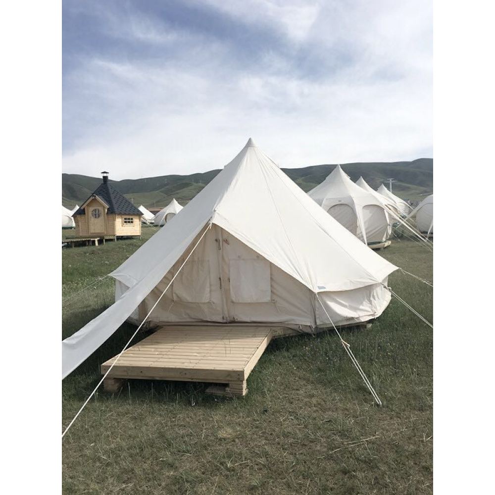SAM&HAIBEI Canvas Tent Bell Tent Glamping, 4 Seasons Yurt Tent for Camping, 4M/5M Cotton Canvas Tent for Family Camping, Outdoor Hunting, or Party (13ft-16.5ft). Durable, Spacious, and Versatile.