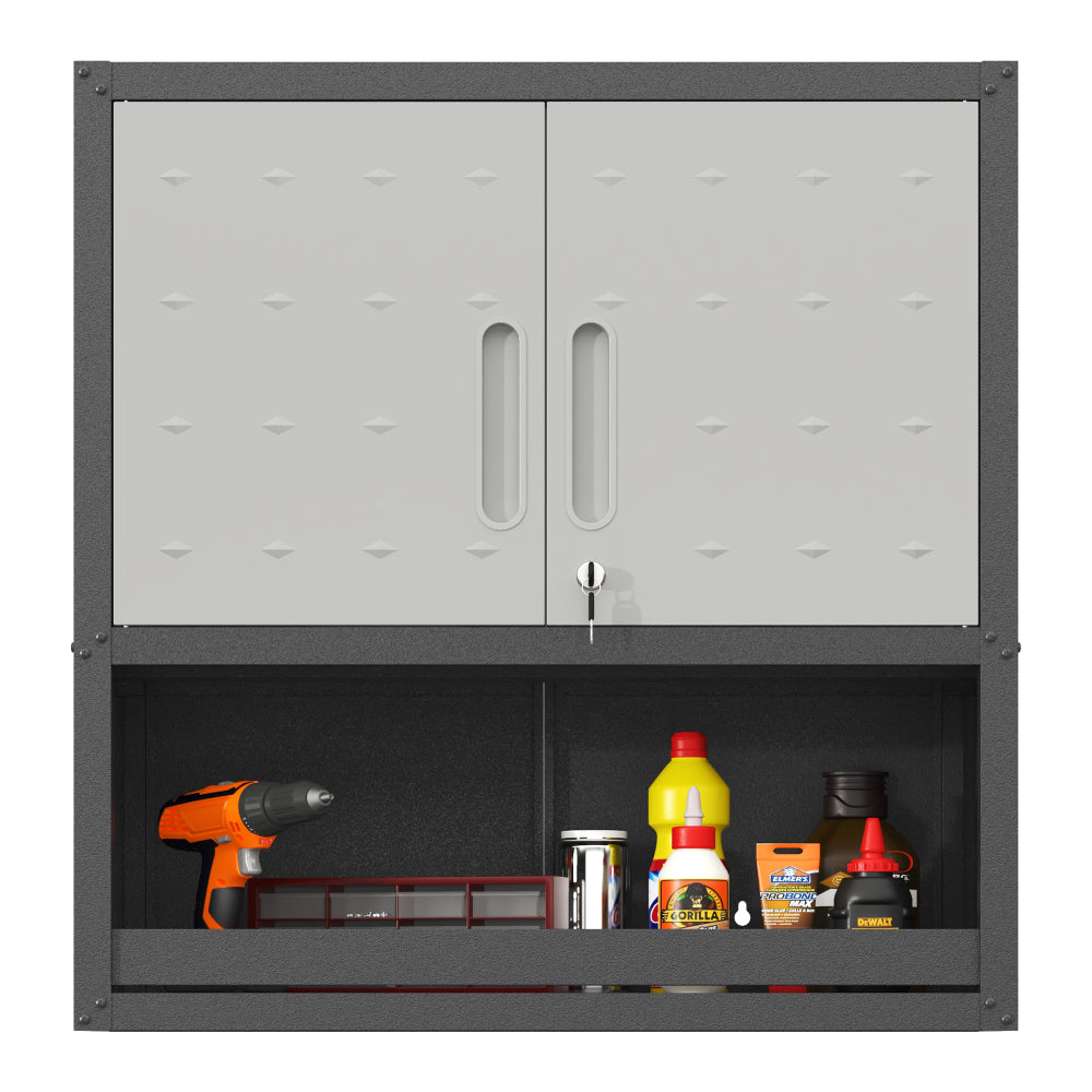 71" Metal Garage Storage Cabinet with Wheels - Heavy-Duty Tool Storage Cabinet for Home, Office, School, and Garage Organization, Black/Gray