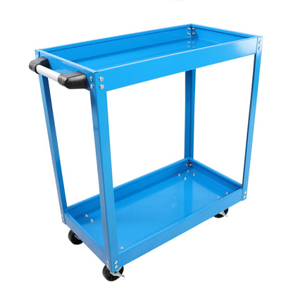 Tool Cart, 3-Tier Rolling Mechanic Tool Cart, Heavy Duty Steel Utility Cart with Lockable Wheels, 450 LBS Capacity Industrial Service Cart for Garage, Warehouse, Workshop (Blue)