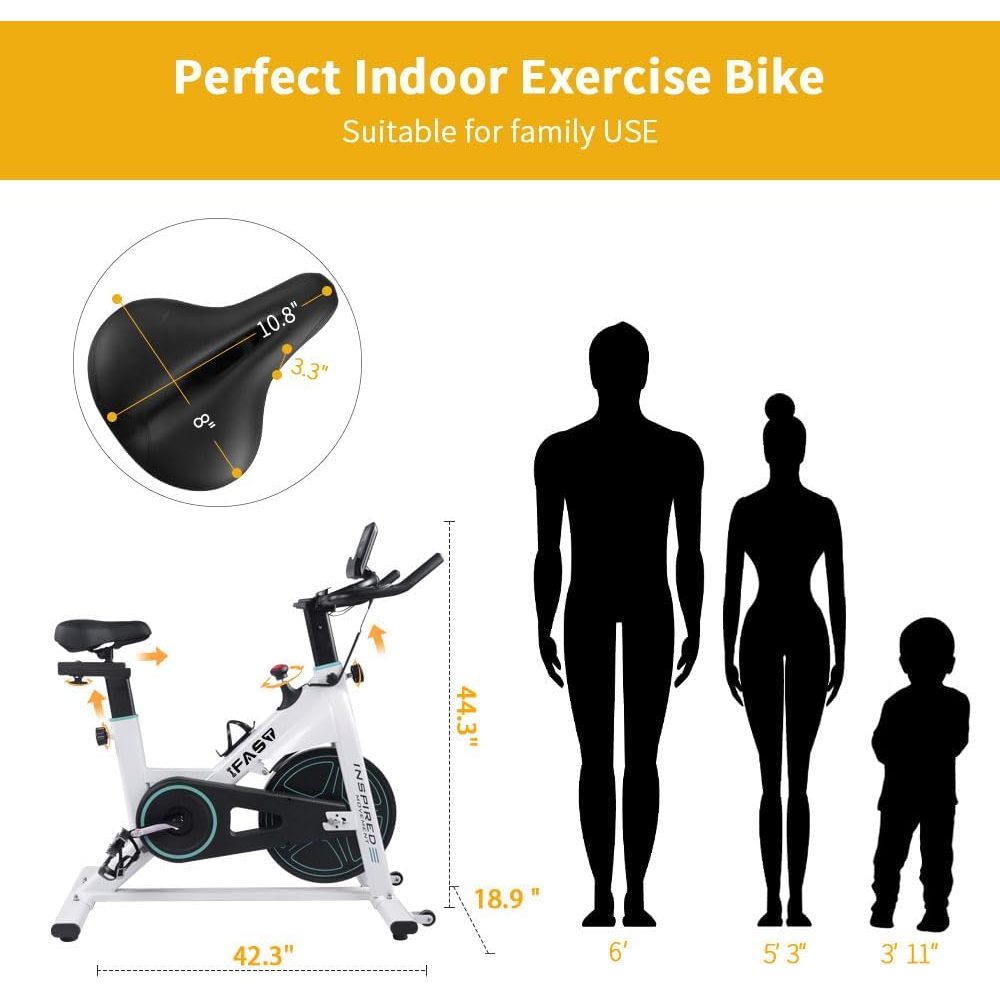 Stationary Bikes for Home Spin Indoor Exercise Bike with LCD Monitor and Comfortable Seat Cushion for Home Gym Cardio Fitness Training