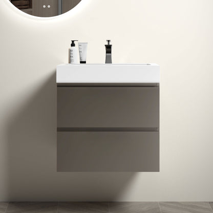 U005-Alice24-201 Alice 24" White Bathroom Vanity with Sink, Large Storage Wall Mounted Floating Bathroom Vanity for Modern Bathroom, One-Piece Sink Basin without Drain and Faucet, Pre-assembled