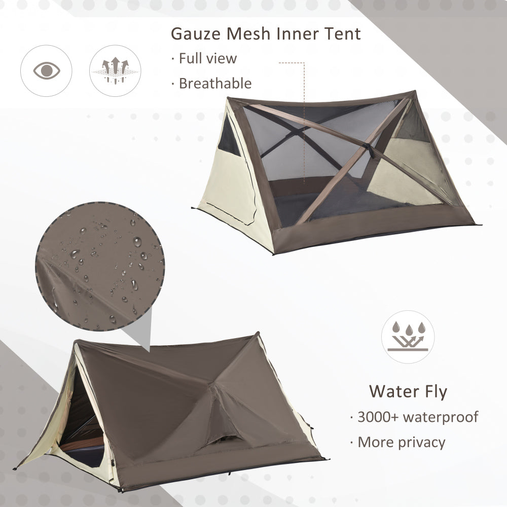 Outsunny 2-3 People Pop Up Camping Tent Waterproof Automatic Instant Tent Portable Cabana Beach Tent with Rainfly, Carry Bag, Windows and Doors, Outdoor Camping Hiking Indoor