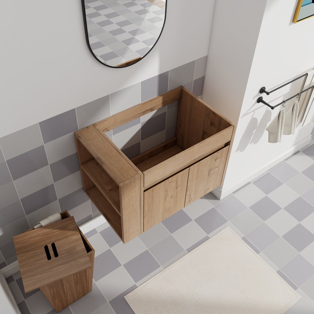 30 Inch Bathroom Vanity With Open Shelf, KD-PACKING-(Only Vanity, Without Basin)