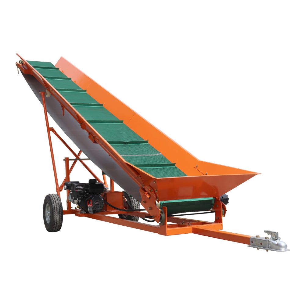Firewood Conveyor 6.5HP 208cc Gasoline Powered 19.7" Width PVC Belt Wood Conveyor Lifter Elevator with B&S Engine