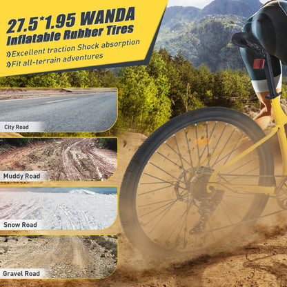 27.5 Inch Wheels 8 Speed Mountain Bike, for Men Women Boys and Girls, Front Suspension, Steel Frame