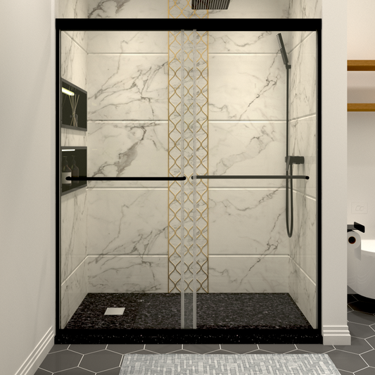 56-60" W x 70" H Matte Black Sliding Shower Door