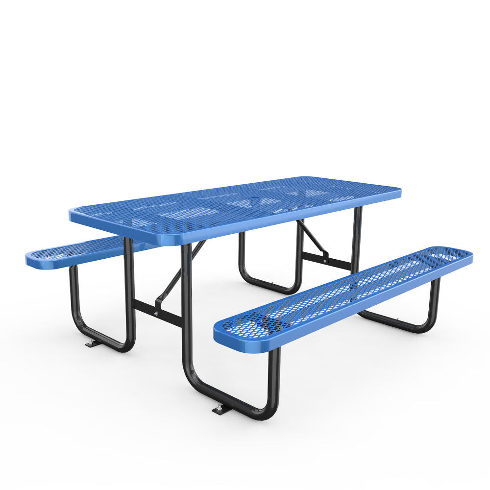 Round Outdoor Steel Picnic Table 46" with umbrella pole,Black