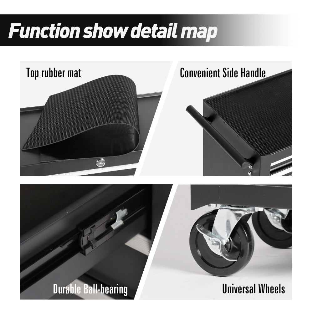 Rolling Tool Chest with 7-Drawer Tool Box with Wheels Multifunctional Tool Cart Mechanic Tool Storage Cabinet for Garage, Warehouse, Workshop, Repair Shop