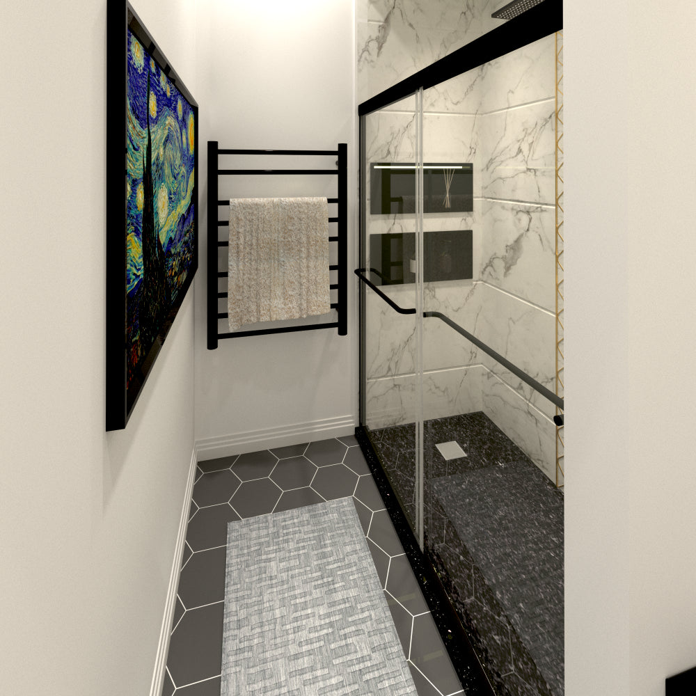 56-60" W x 70" H Matte Black Sliding Shower Door