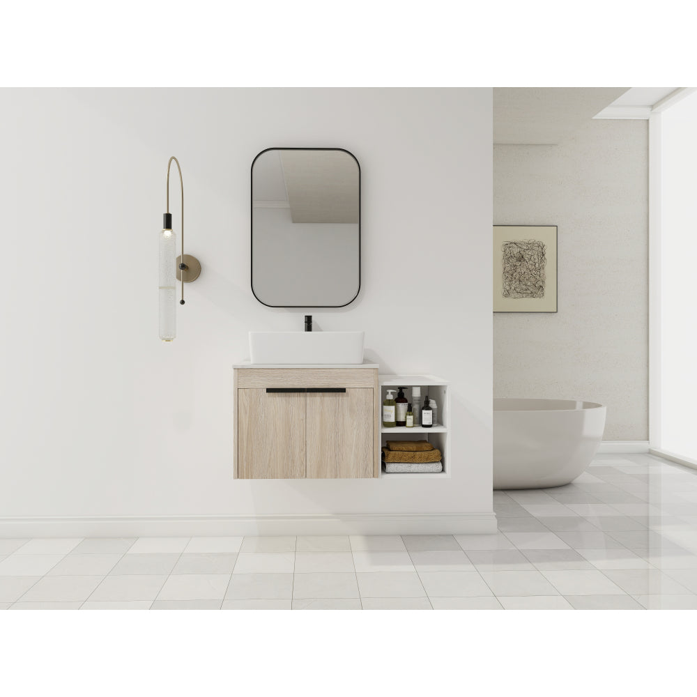 30 " Modern Design Float Bathroom Vanity With Ceramic Basin Set,  Wall Mounted White Oak Vanity  With Soft Close Door,KD-Packing,KD-Packing,2 Pieces Parcel(TOP-BAB321MOWH)