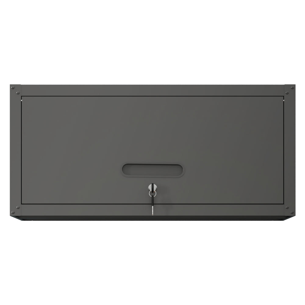 Metal Wall-Mounted Tool Storage Cabinet with Locking Door and 1 Shelf 1 Opened Drawer for Garage Warehouse,Office,Assembly Required