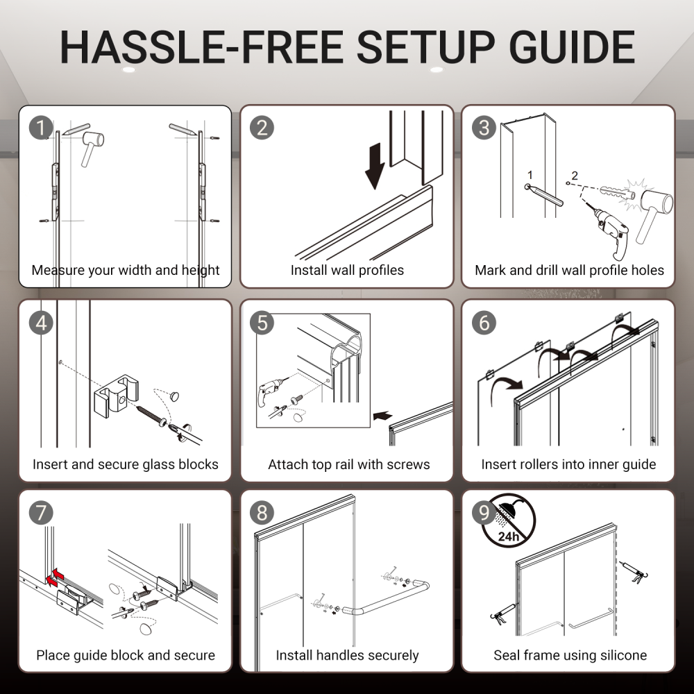 56-60 in. W x 72 in. H Double Sliding Shower Door, Semi-frameless Bypass Bathroom Sliding Door with 1/4" (6mm) Tempered Glass for Walk-in Shower, Chrome 24D03-60CX