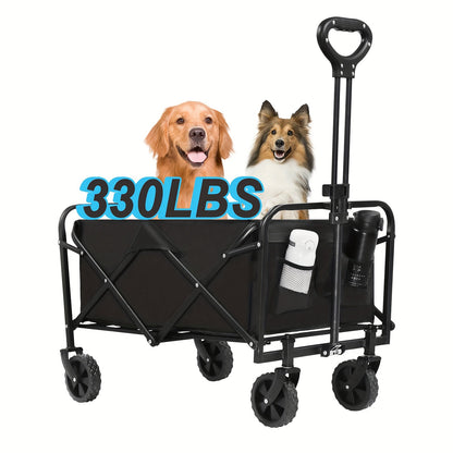 Foldable heavy-duty gardening trolley with all-terrain wheels for beaches, lawns, sports, and camping