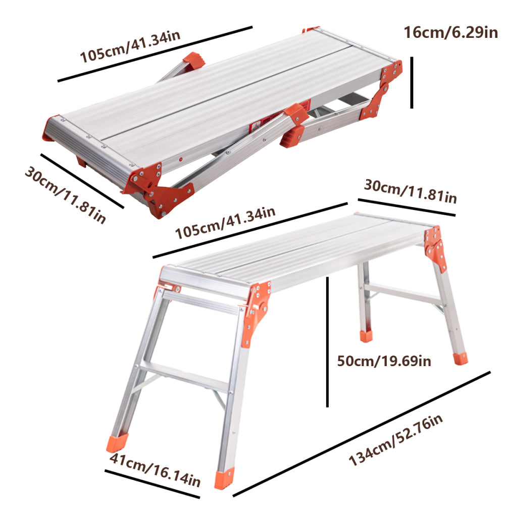 Aluminum workbench, large-sized step stool, foldable portable workbench