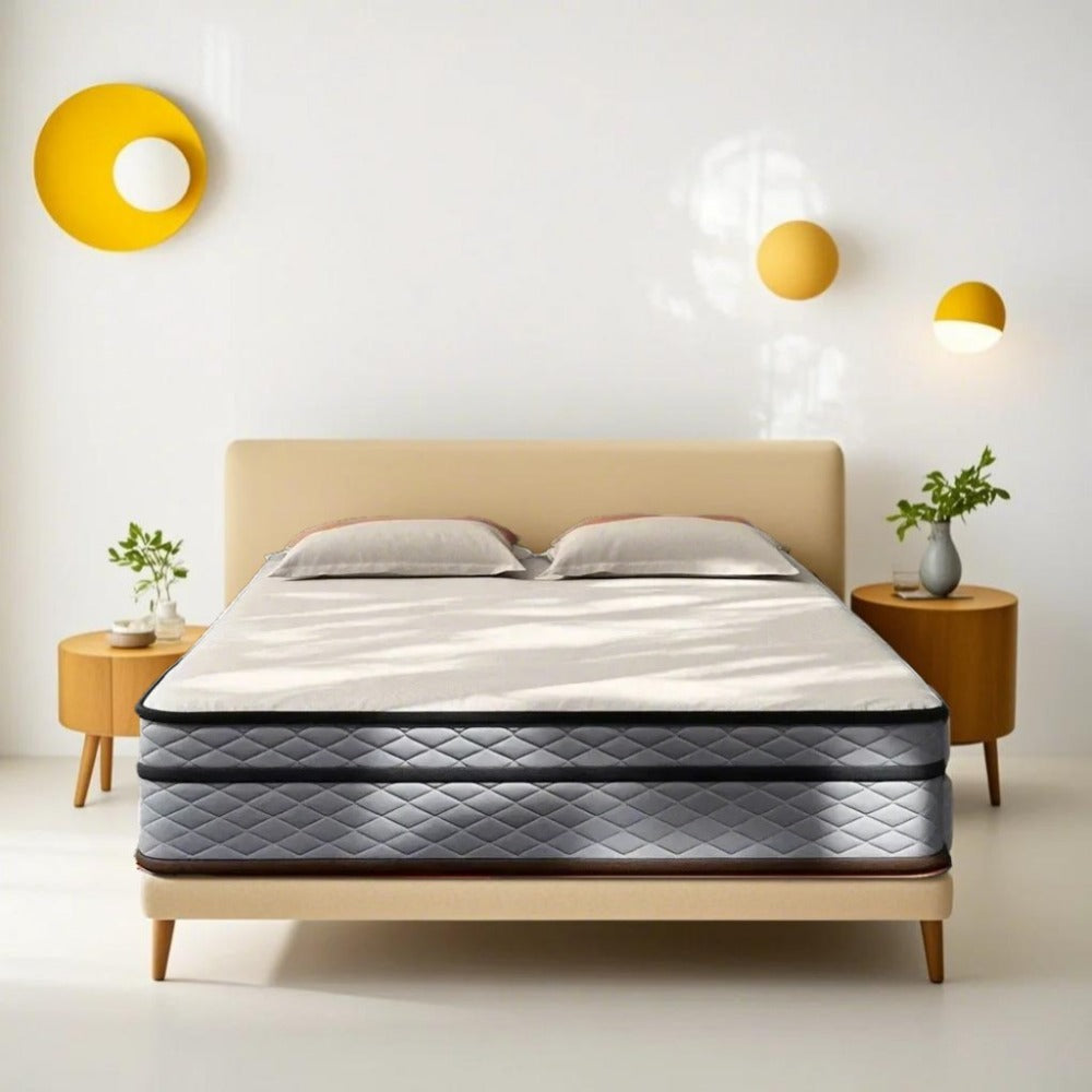 Made in USA - 12" Full Euro Top Pocket Coil and Cooling Gel Memory Foam Highly Breathable Quilted Cover Hybrid Mattress, Pressure Relief, and Motion Isolation, CertiPUR-US in a Box