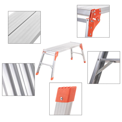 Aluminum workbench, large-sized step stool, foldable portable workbench