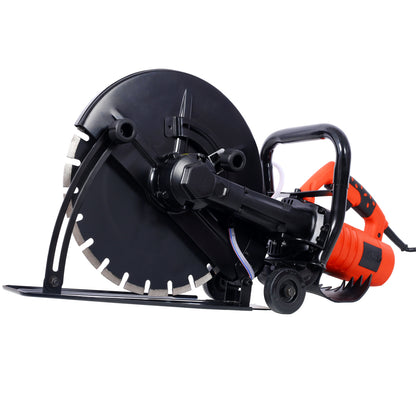 Electric 14" Cut Off Saw Wet/Dry Concrete Saw Cutter Guide Roller with Water Line Attachment