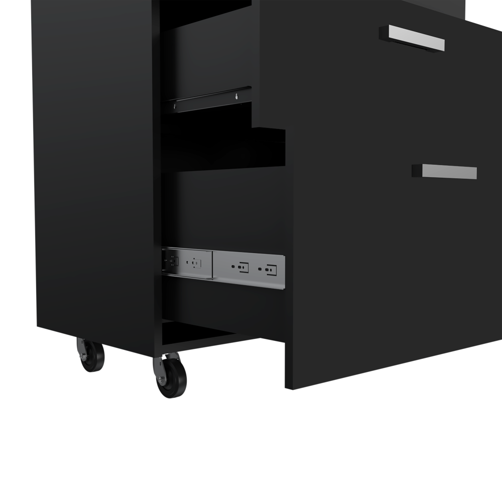 MultisStorage Cabinet 35" H, Three Drawers, Four Wheels, Black