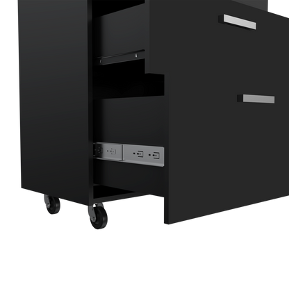 MultisStorage Cabinet 35" H, Three Drawers, Four Wheels, Black