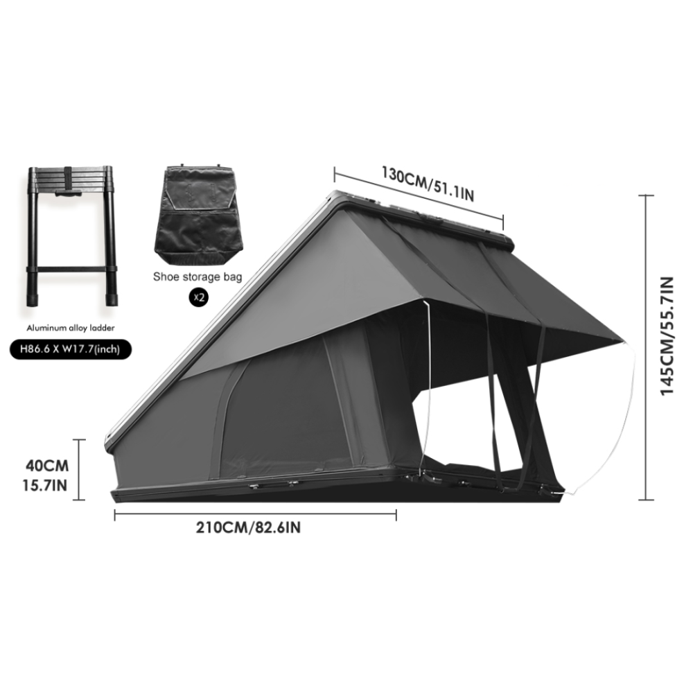 Roof Top Tent Hardshell Rooftop Tent For Van Jeep SUV Truck Car  Overland Tent Camping for 2-3 Person( With Ladder)