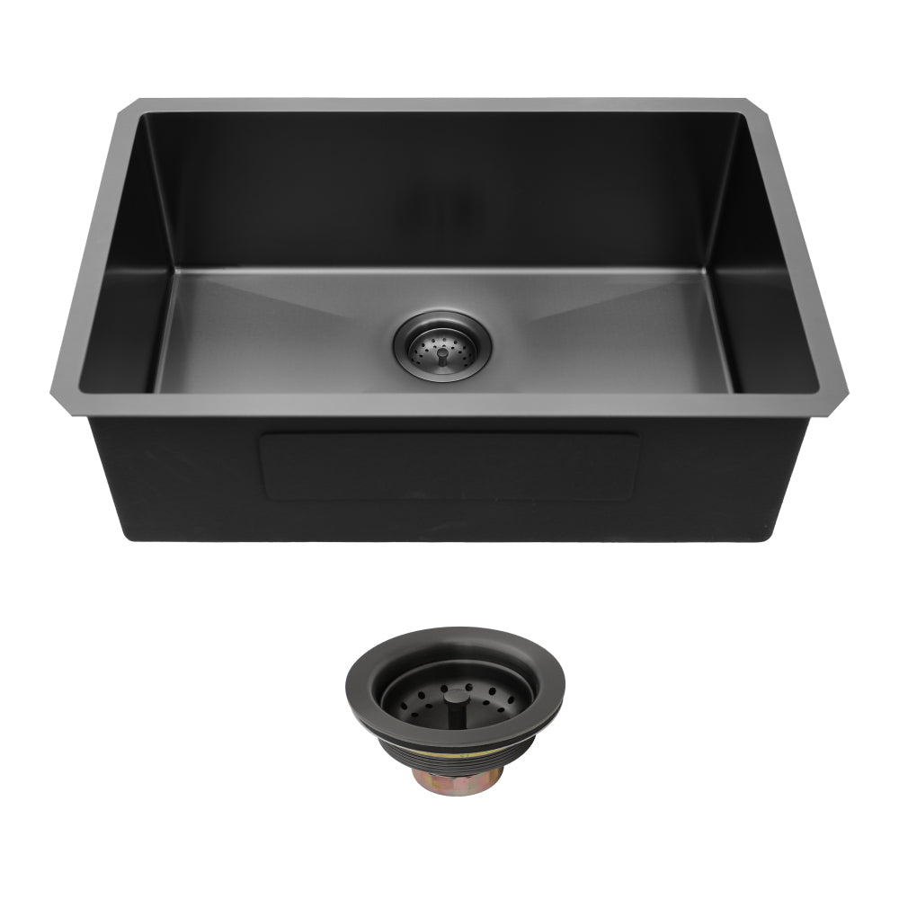 30 Inch Undermount Sink - 30"x18"x10" Gunmetal Black Undermount  Kitchen Sink 16 Gauge 10 Inch Deep Single Bowl Kitchen Sink Basin