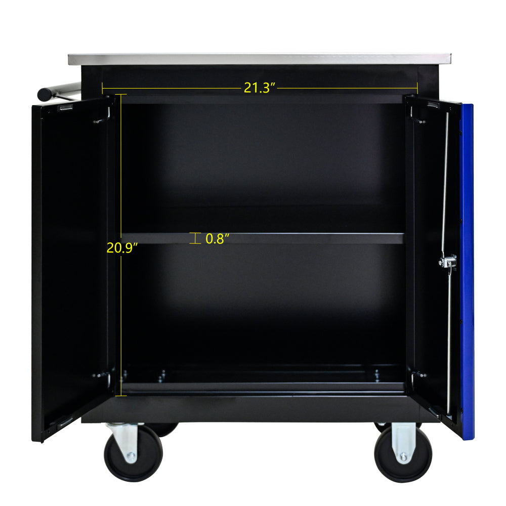 Movable Lockable Double Door Partition with Lock Multi-functional Hardware Storage Tool Car Auto Repair Locker--BLAK&BLUE