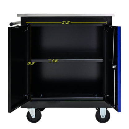 Movable Lockable Double Door Partition with Lock Multi-functional Hardware Storage Tool Car Auto Repair Locker--BLAK&BLUE