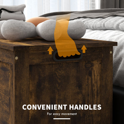 HOMCOM 39.4" Storage Chest w/ 2 Safety Hinges, Wooden Box, Rustic Brown