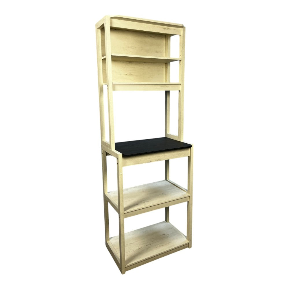 31.5" White and Black color 5-Tier Bakers Rack for Kitchen with Storage, Coffee Bar, Kitchen Shelves,  Microwave Stand