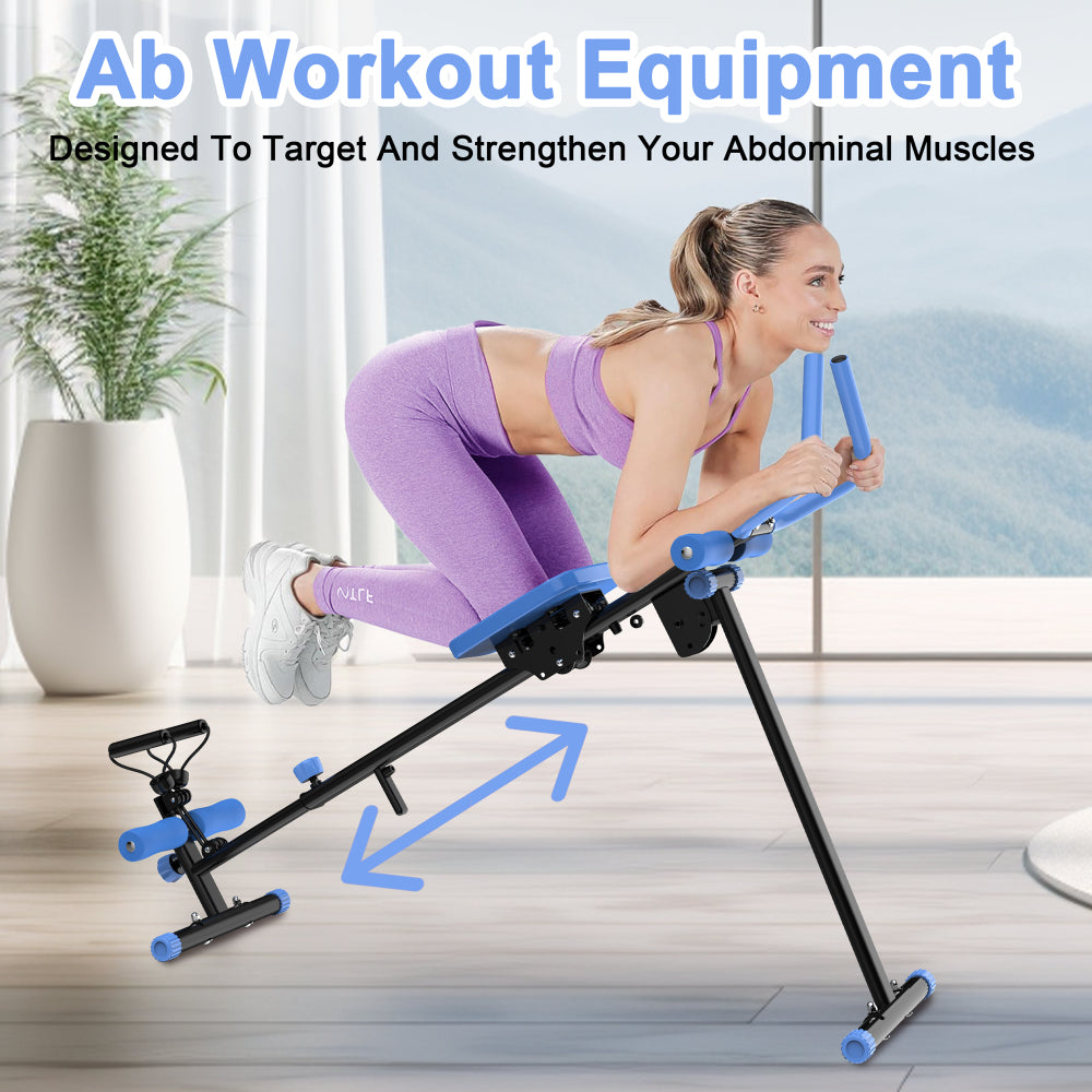 4-in-1 Ab Workout Exercise Equipment Rowing Machine Leg Press Machine Ab Glider Machine Roman Chair Fitness Equipment for Ab Workout Core Strength Training