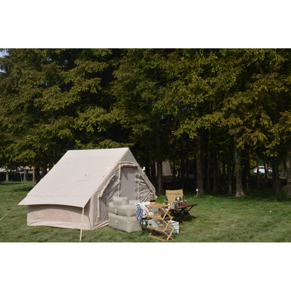 Inflatable Camping Tent Easy Setup 4 Season Glamping Tent with High Performance Inflatable Structure 4-6 Persons Waterproof Windproof Outdoor Self-Supporting Blow up Tent Air Tent Portable House Beige