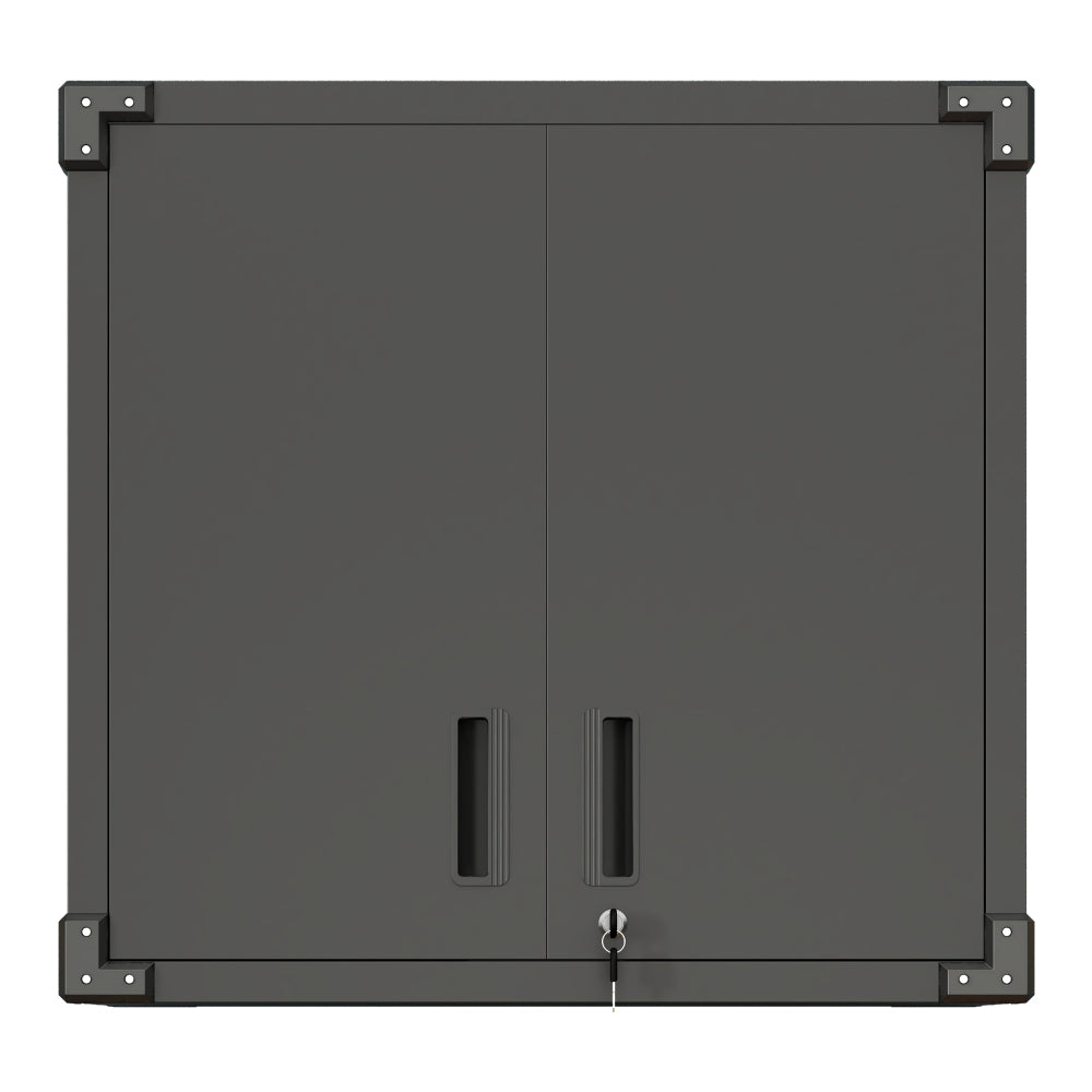 Sturdy and Durable Metal Tool Cabinet for Garage with Wheels - Mobile Heavy-Duty Storage Cabinet with 1 Drawer and 2 Locking Doors, Rolling Tool Storage Cabinet, Black and Gray