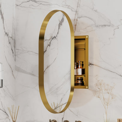 24x36 Inch Arched Recessed Medicine Cabinet, Metal Framed Bathroom Wall Cabinet with Mirror and Adjustable Shelves, Wall Mirror with Storage for Bathroom, Matte Black