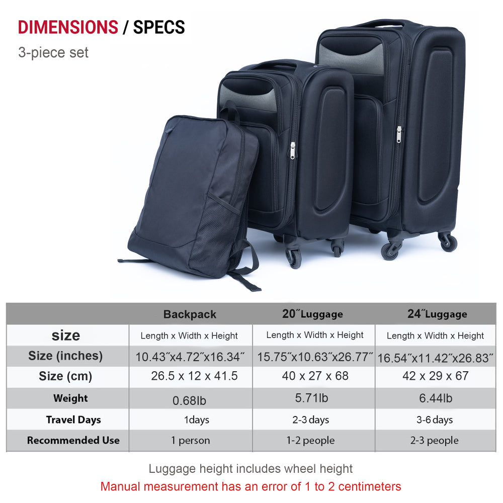 Luggage 2-piece backpack set black(No password lock)