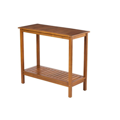 Wooden Workstation for Garden Balcony Garage,  Acacia Console Potting Table Light Brown
