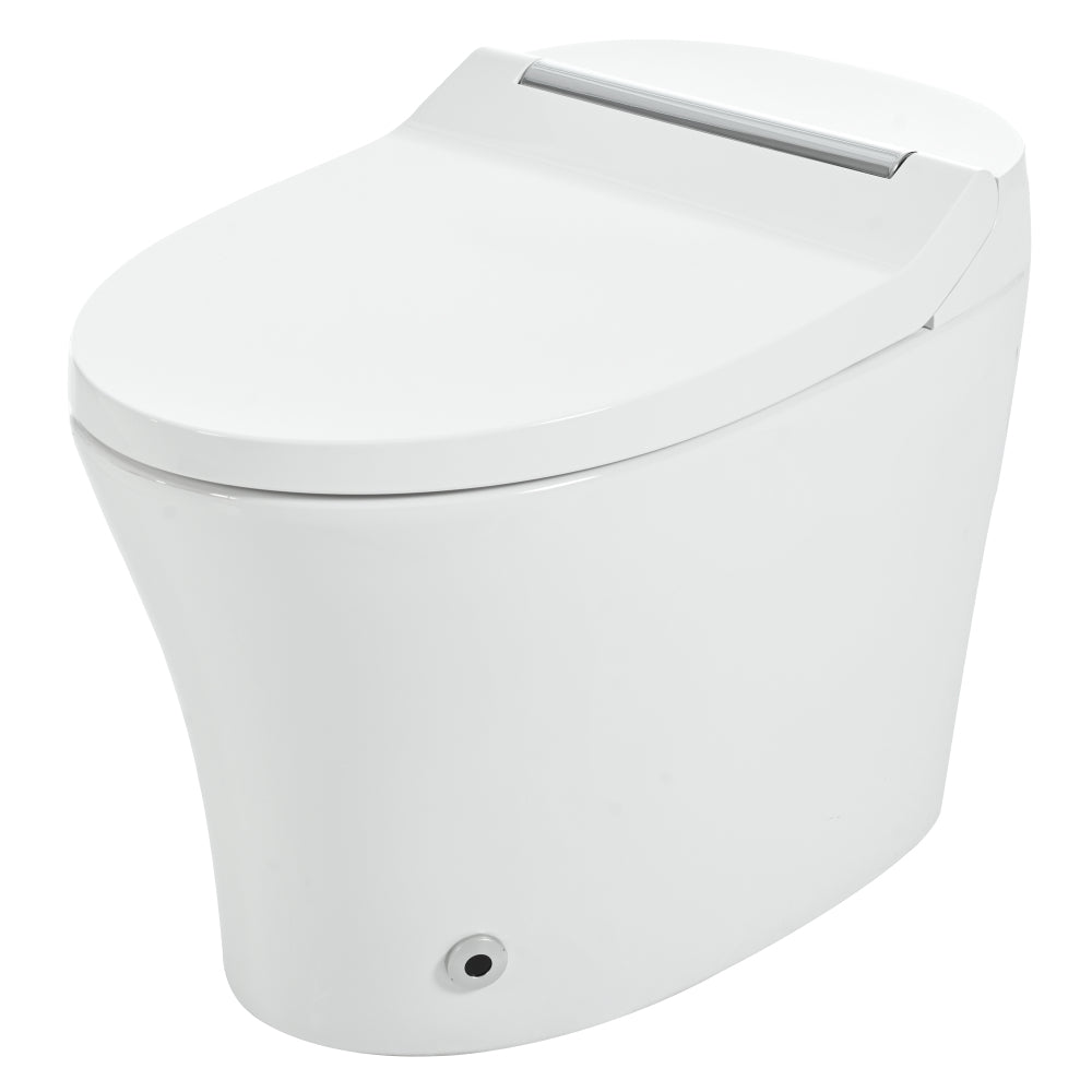 Smart toilet with Built-in Heated Seat, One Piece Elongated Modern Toilet with Adjustable Temp Heated Seat, Auto Flush,  Dual Flush Toilet 1/1.28 GPF, Foot sensor Flush, White Night Light,Knob Control