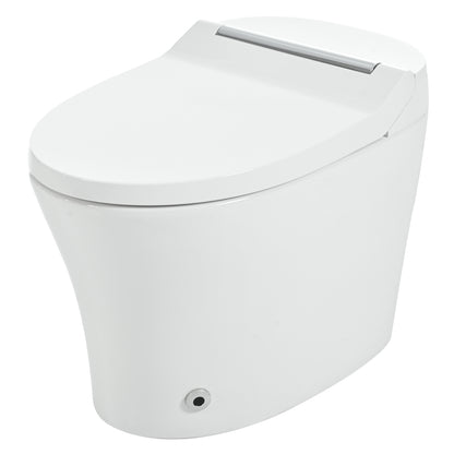 Smart toilet with Built-in Heated Seat, One Piece Elongated Modern Toilet with Adjustable Temp Heated Seat, Auto Flush,  Dual Flush Toilet 1/1.28 GPF, Foot sensor Flush, White Night Light,Knob Control