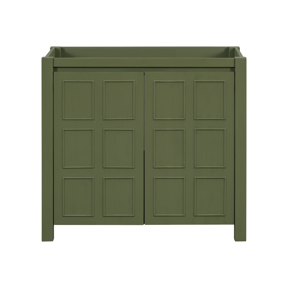 24x18x34 Inches Vintage Style Small Bathroom Vanity Combo with Ceramic Sink, 2 Soft-close Doors