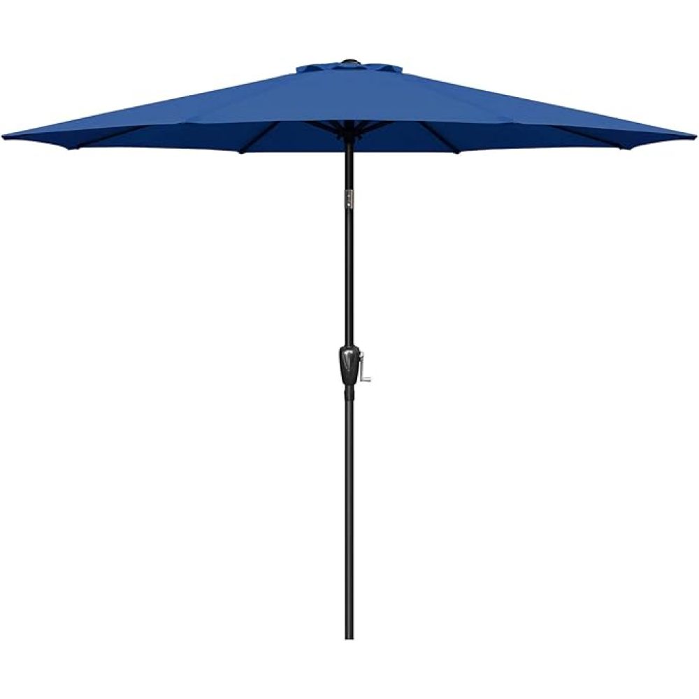 Simple Deluxe 9ft Outdoor Market Table Patio Umbrella with Button Tilt, Crank and 8 Sturdy Ribs for Garden, Red