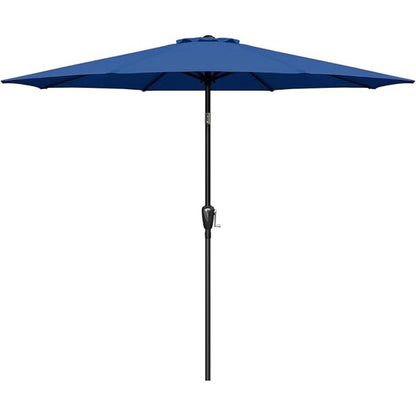 Simple Deluxe 9ft Outdoor Market Table Patio Umbrella with Button Tilt, Crank and 8 Sturdy Ribs for Garden, Red