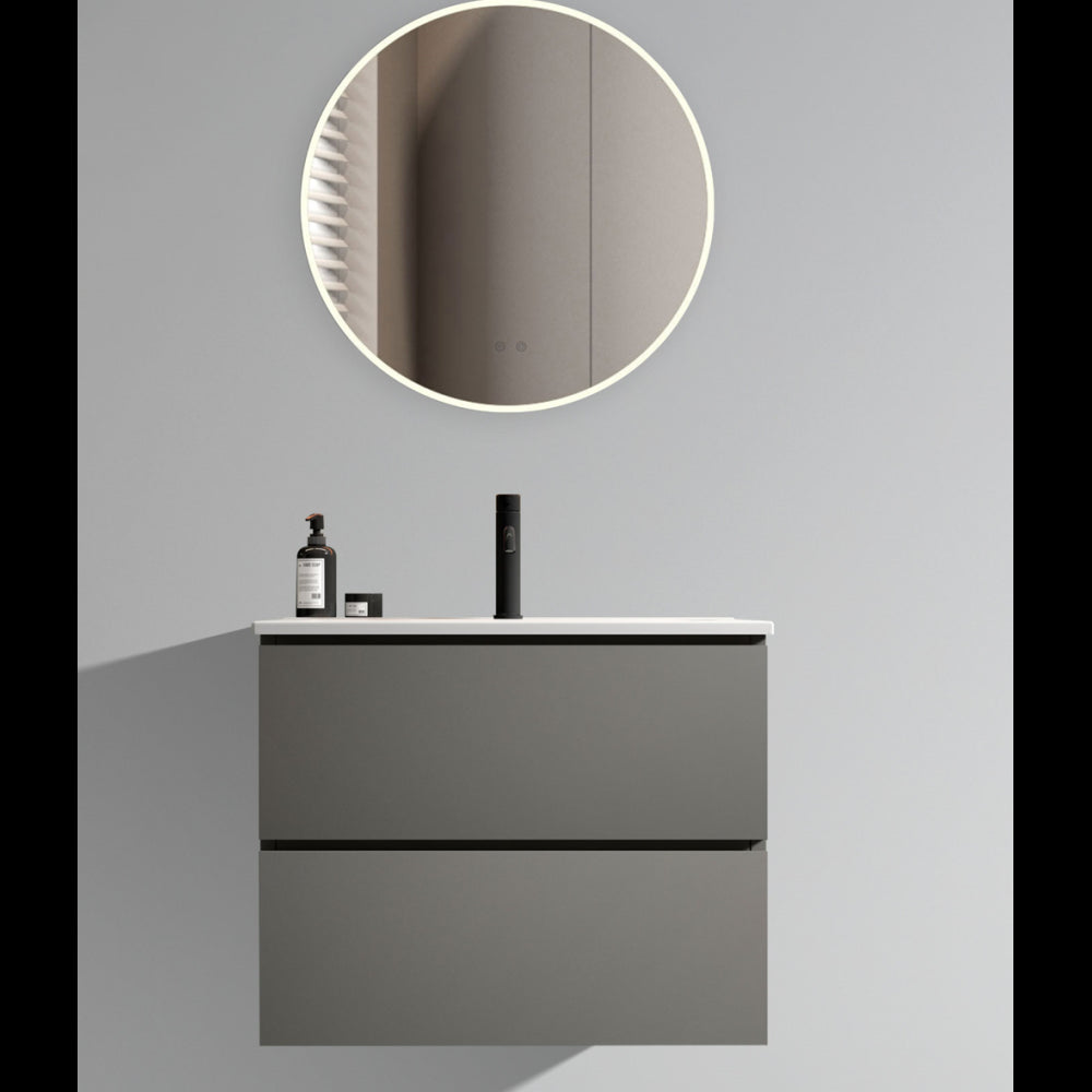 TIA 30" Wall Mount Glossy White Bathroom Vanity with Ceramic Sink with Three Faucet Holes, Large Storage Floating Bathroom Vanity for Modern Bathroom, Pre-assembled