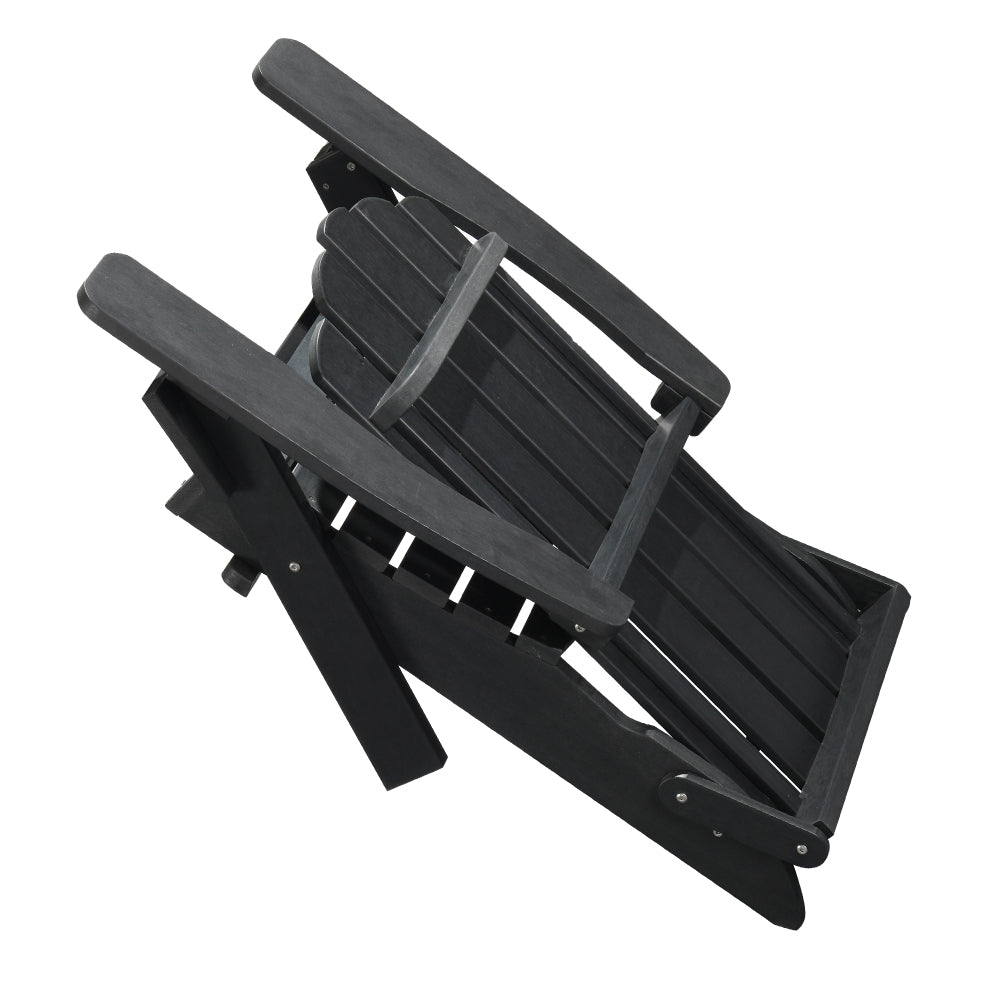 HIPS Folding Adirondack Chair, Ultra Durable Weather Resistant Design, Real Wood Look, Easy Folding with No Pins Needed, 300 lb Capacity, Black