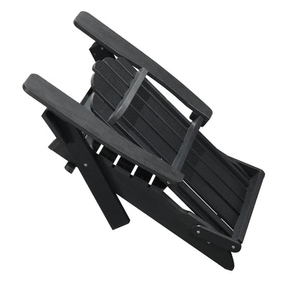 HIPS Folding Adirondack Chair, Ultra Durable Weather Resistant Design, Real Wood Look, Easy Folding with No Pins Needed, 300 lb Capacity, Black