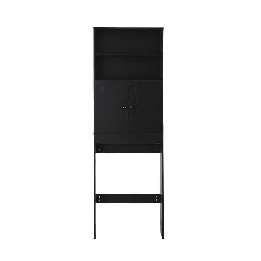 Over The Toilet Storage Cabinet, Farmhouse Storage Cabinet Over Toilet with 2 Barn Door & Toilet Paper Holder Stand,Home Space-Saving Toilet Rack,for Bathroom,Restroom, Laundry-black